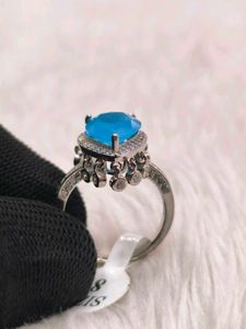 Blue Stone Ring 925 Silver Sterling