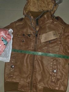 Stylish Brown leather hooded Jacket