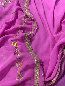 Elegant Blue Embroidered Saree