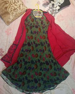 Multicolor Ethnic Anarkali Kurta Set, Size-S