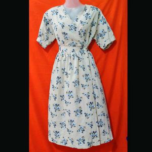 Floral Print Dress🎀✨ With Wrap Up Rope