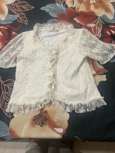 Lace Ruffle Top 7-8 Years Girls
