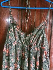 Floral Print Maxi Dressb and Sling Bag Combo