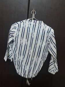 Striped Tie-Neck Top