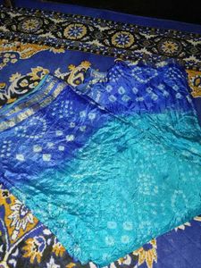 Blue Bandhani Saree