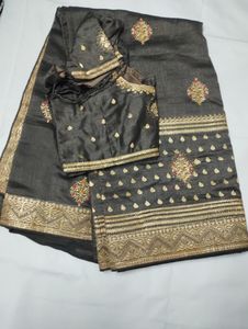 Grey wedding saree