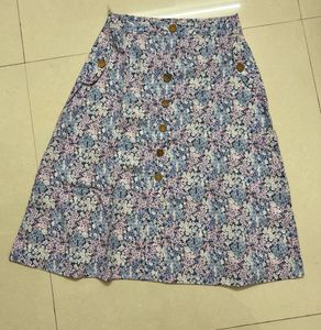 Women Floral Button-Front Skirt