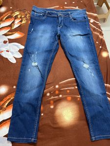 Blue Distressed Denim Jeans