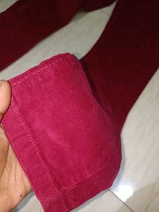 Beautiful Velvet Jeans With Hot Pink Colour