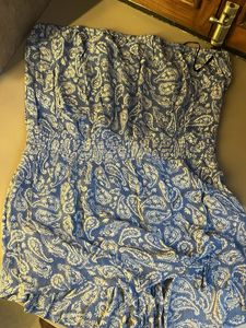 Blue Paisley Print Romper