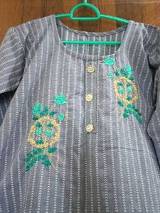 Striped Embroidered Top