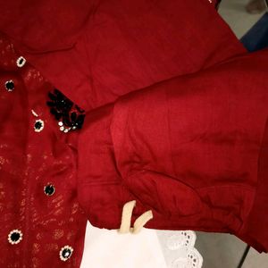 Red Party Wear Heavy Saree Blouse Petticoat Set