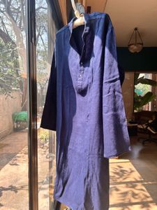 Inky Blue Self Embroidered Fabric