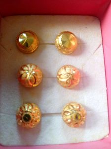 Gold Plated Stud Earrings Pack Of 6