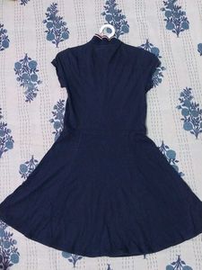 Navy Blue Mini Fit And Flare Dress