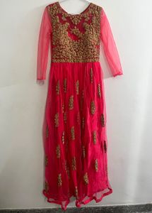 Peach &amp; Gold Embellished Dress