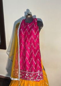 Pink &amp; Yellow Lehenga Choli Set