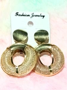 Gold Circle Drop Earrings