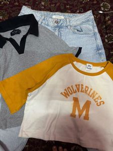 combo of Mom jeans 2 crop T-shirt 👕