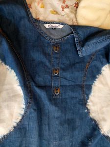 Denim tunic with tie-dye details