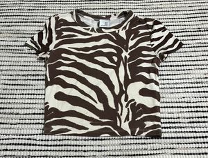 Zebra Stripes Fitted Crop Top For Girls