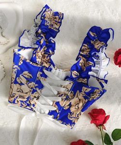 Blue Floral Corset Top
