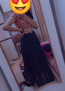 Black Ethnic Skirt With Full Gher🖤🖤