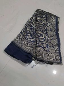 Elegant Navy Blue Floral Saree