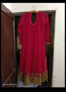 Red &amp; Gold Anarkali Dress