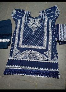 pakistani printed blue dress