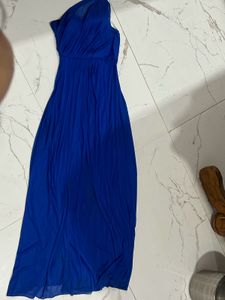 Elegant Blue Dress One Shoulder