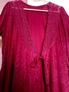 Maroon Satin Night Robe / Gown