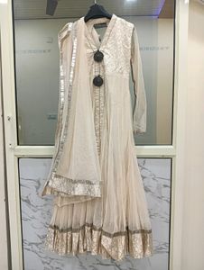 Off White Anarkali Set