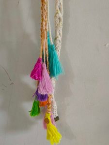 Braided Tassel Cream &amp; tan Brown Belt