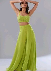 Green Crop Top & Palazzo Set