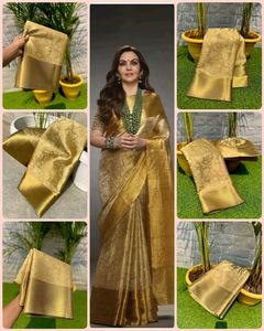 Elegant Gold Woven Saree