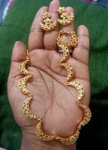 Gold Crescent Necklace &amp; Earring Set