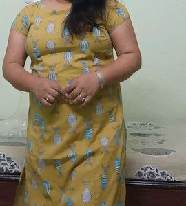 AJIO Mustard Printed Kurta