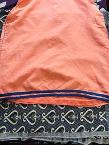 Embroidered Beautiful Peach Kurta - 2XL
