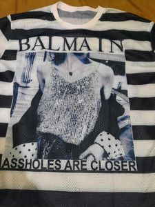 Balmain Striped Mesh Tee
