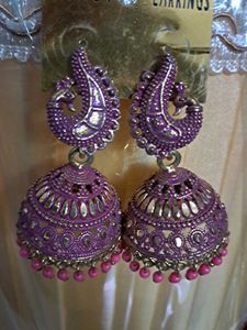pink Jhumka Earrings