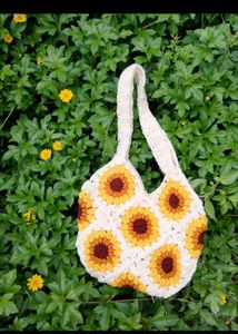 Sunflower Crochet Tote Bag