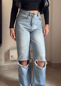 Ripped Wide Leg Jeans