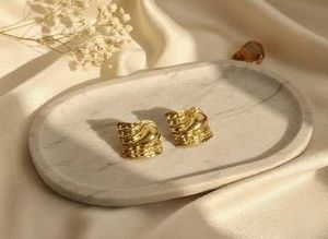 Gold Tone Statement Earrings,Stainless steel, Prem