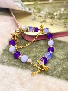 Beaded Purple &amp; Gold Necklace chain