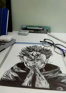 Sukuna Sketch|| Black Ball Pen Sketch|| Anime ||