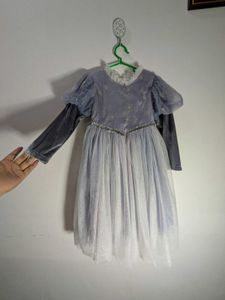 Girl's Grey & White Dress