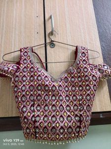 Embroidered Velvet Blouse