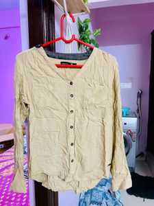 Tan Button-Down Top