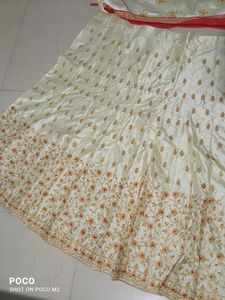 Cream Red Lehenga Choli